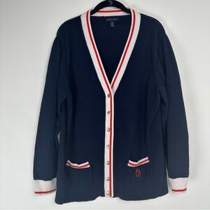 Tommy Hilfiger Women's‎ Cardigan Size XXL Navy Blue Preppy Heritage Collegiate